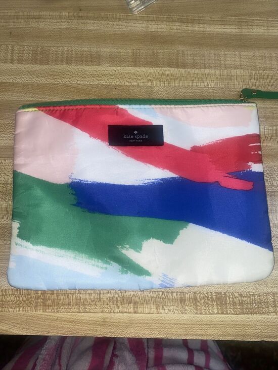 kate spade Handbags - KATE SPADE Cosmetics Makeup Travel Bag Bold Paint Brush Strokes Zip Top